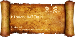 Mladen Rókus névjegykártya